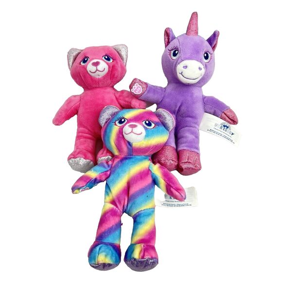 BUILD A BEAR Workshop Mini Buddies Plush Heart Cat Teddy Bear Unicorn Lot 7 in - Picture 1 of 10